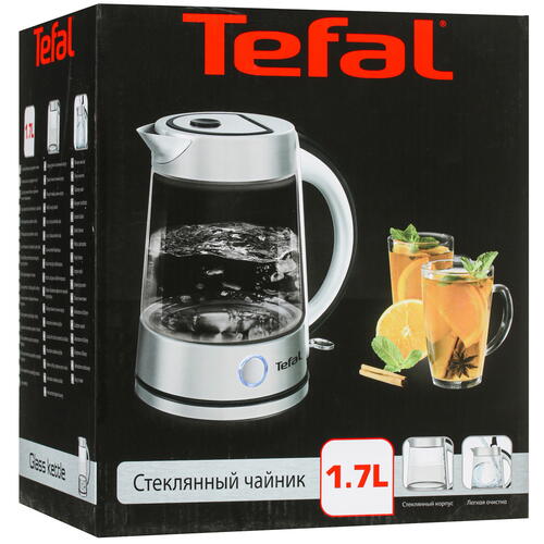 Электрочайник Tefal Glass Kettle KI760D30 серебристый